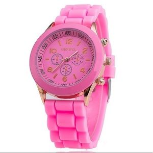 Pink Silicone Band Quartz Watch